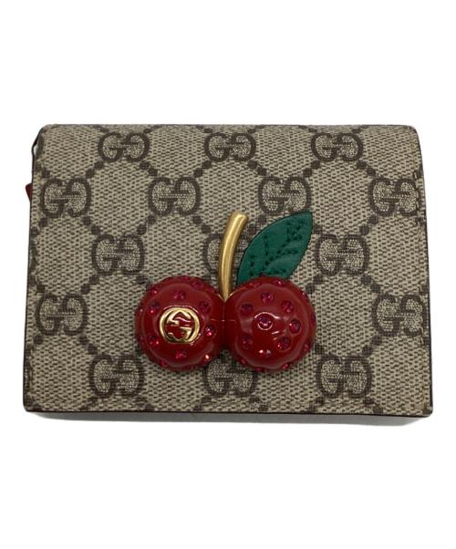 GUCCI（グッチ）GUCCI (グッチ) チェリーコンパクトウォレット ベージュの古着・服飾アイテム