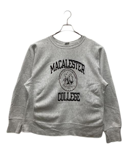 Champion（チャンピオン）Champion (チャンピオン) 三段フロッキープリントリバースウィーブスウェット グレー サイズ:LARGEの古着・服飾アイテム