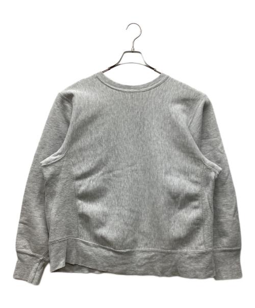 Champion（チャンピオン）Champion (チャンピオン) 三段フロッキープリントリバースウィーブスウェット グレー サイズ:LARGEの古着・服飾アイテム