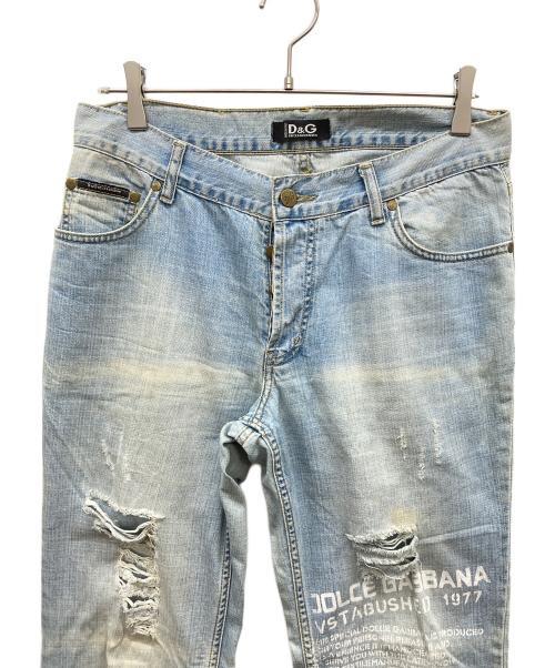 DOLCE & GABBANA（ドルチェ＆ガッバーナ）DOLCE & GABBANA (ドルチェ＆ガッバーナ) ダメージフレアデニムパンツ スカイブルー サイズ:32の古着・服飾アイテム