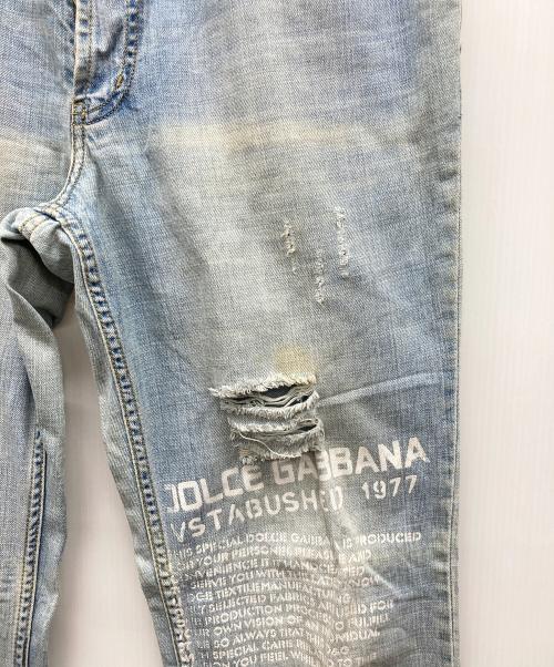 DOLCE & GABBANA（ドルチェ＆ガッバーナ）DOLCE & GABBANA (ドルチェ＆ガッバーナ) ダメージフレアデニムパンツ スカイブルー サイズ:32の古着・服飾アイテム