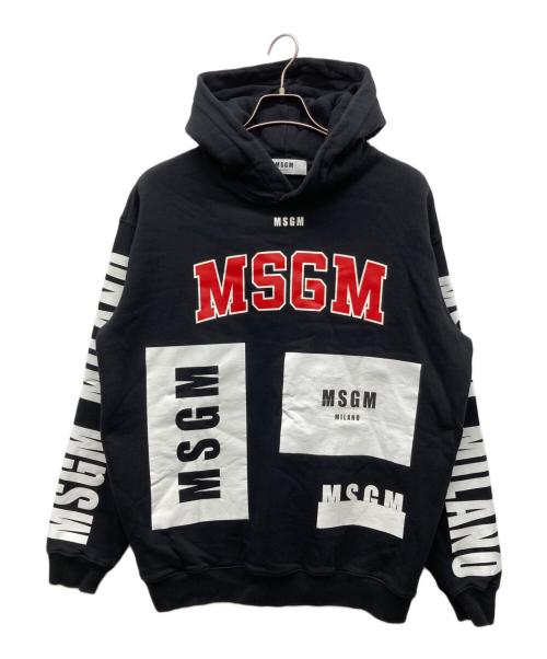 MSGM（エムエスジーエム）MSGM (エムエスジーエム) ロゴプリントパーカー ブラック サイズ:Mの古着・服飾アイテム