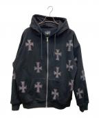 Unknown londonアンノウンロンドン）の古着「Cross Rhinestone Zip Up Hoodie」｜ブラック