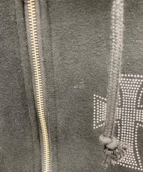 Unknown london（アンノウンロンドン）Unknown london (アンノウンロンドン) Cross Rhinestone Zip Up Hoodie ブラック サイズ:Lの古着・服飾アイテム