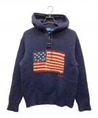 POLO RALPH LAURENポロ・ラルフローレン）の古着「90s 星条旗ニットパーカー」｜ネイビー