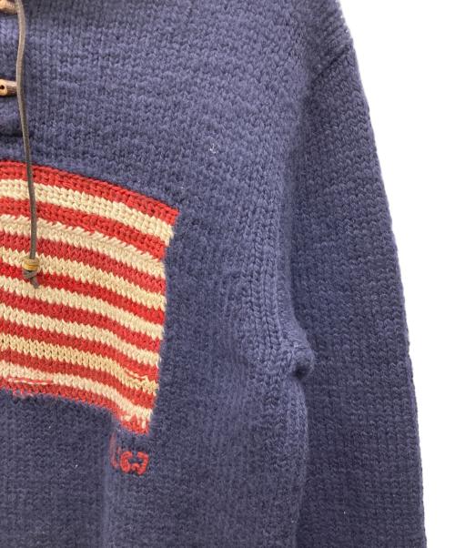 POLO RALPH LAUREN（ポロ・ラルフローレン）POLO RALPH LAUREN (ポロ・ラルフローレン) 90s 星条旗ニットパーカー ネイビー サイズ:Lの古着・服飾アイテム