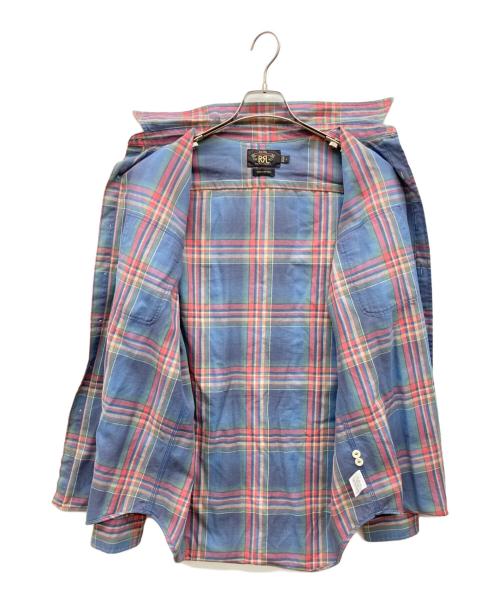 RRL（ダブルアールエル）RRL (ダブルアールエル) 長袖チェックシャツ ブルー×ピンク サイズ:Lの古着・服飾アイテム
