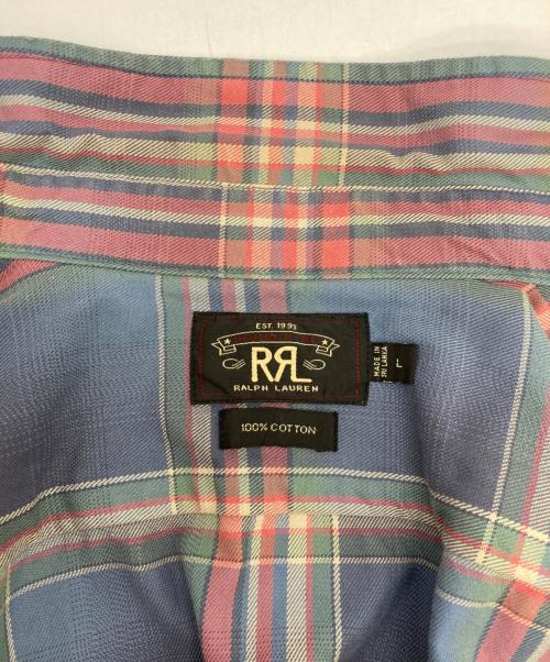 RRL（ダブルアールエル）RRL (ダブルアールエル) 長袖チェックシャツ ブルー×ピンク サイズ:Lの古着・服飾アイテム