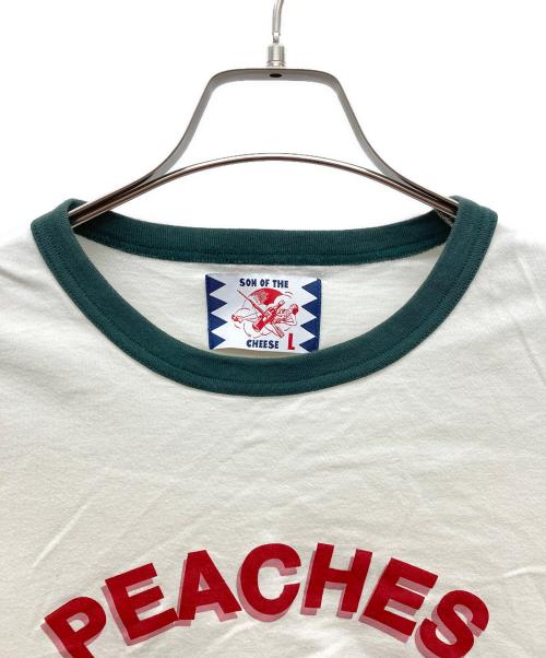son of the cheese（（サノバチーズ））SON OF THE CHEESE (（サノバチーズ）) リンガーTシャツ PEACHES N' CREAM アイボリー サイズ:Lの古着・服飾アイテム