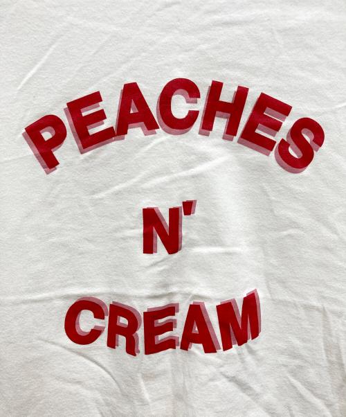 son of the cheese（（サノバチーズ））SON OF THE CHEESE (（サノバチーズ）) リンガーTシャツ PEACHES N' CREAM アイボリー サイズ:Lの古着・服飾アイテム
