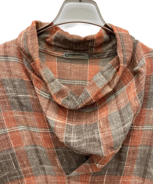 ISSEY MIYAKE（イッセイミヤケ）ISSEY MIYAKE (イッセイミヤケ) リネンウールチェックプルオーバーシャツ ブラウン サイズ:Mの古着・服飾アイテム
