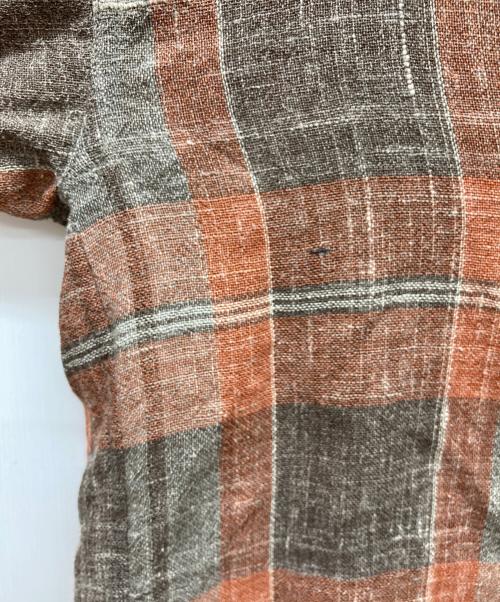 ISSEY MIYAKE（イッセイミヤケ）ISSEY MIYAKE (イッセイミヤケ) リネンウールチェックプルオーバーシャツ ブラウン サイズ:Mの古着・服飾アイテム