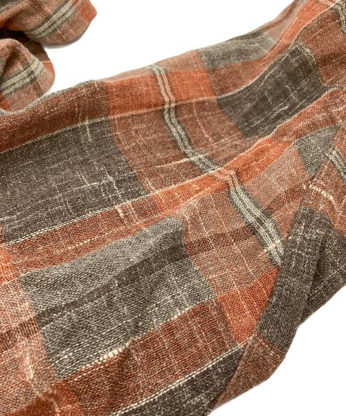 ISSEY MIYAKE（イッセイミヤケ）ISSEY MIYAKE (イッセイミヤケ) リネンウールチェックプルオーバーシャツ ブラウン サイズ:Mの古着・服飾アイテム