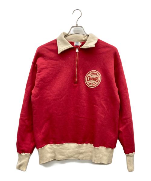 WAREHOUSE（ウエアハウス）WAREHOUSE (ウエアハウス) 2トーン 襟付き ハーフジップ スウェット レッド サイズ:40の古着・服飾アイテム