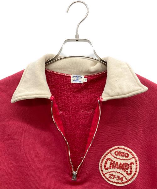 WAREHOUSE（ウエアハウス）WAREHOUSE (ウエアハウス) 2トーン 襟付き ハーフジップ スウェット レッド サイズ:40の古着・服飾アイテム