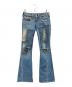 TRUE RELIGION（トゥルー レリジョン）の古着「ブーツカットパッチワークフレアデニム」｜スカイブルー