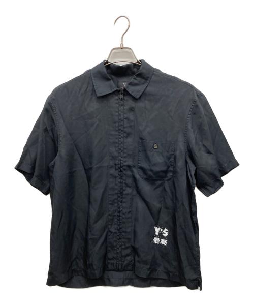 YOHJI YAMAMOTO（ヨウジヤマモト）YOHJI YAMAMOTO (ヨウジヤマモト) Supreme (シュプリーム) シルク ジップアップ シャツ ブラック サイズ:Sの古着・服飾アイテム