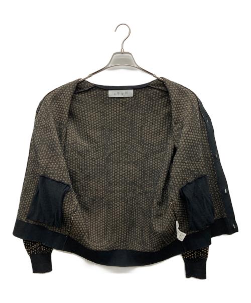 BAL（バル）BAL (バル) ジャガードコットンレーヨンカーディガン イエロー×ブラック サイズ:1の古着・服飾アイテム