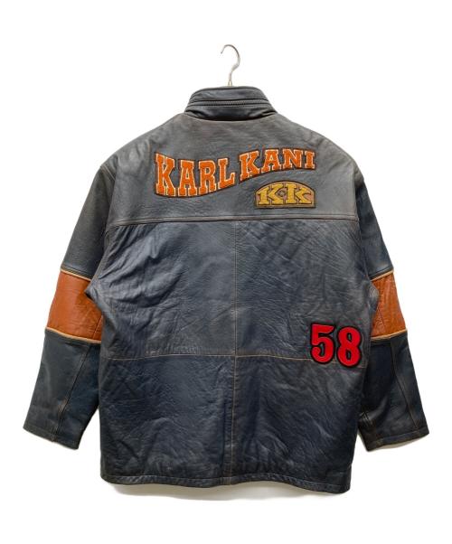 KARL KANI（カールカナイ）KARL KANI (カールカナイ) レーシングレザージャケット グレー サイズ:表記無しの古着・服飾アイテム