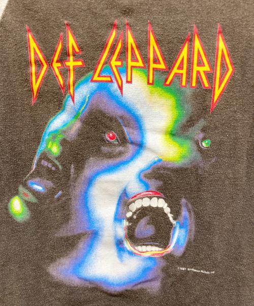 HANDTEX（ハンドテックス）HANDTEX (ハンドテックス) 80sラグランバンドTシャツ DEF LEPPARD HYSTERIA ホワイト×ブラック サイズ:LARGEの古着・服飾アイテム