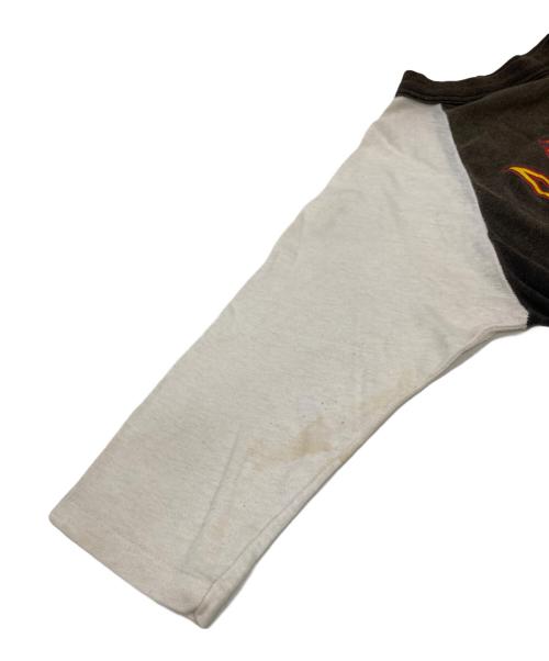 HANDTEX（ハンドテックス）HANDTEX (ハンドテックス) 80sラグランバンドTシャツ DEF LEPPARD HYSTERIA ホワイト×ブラック サイズ:LARGEの古着・服飾アイテム