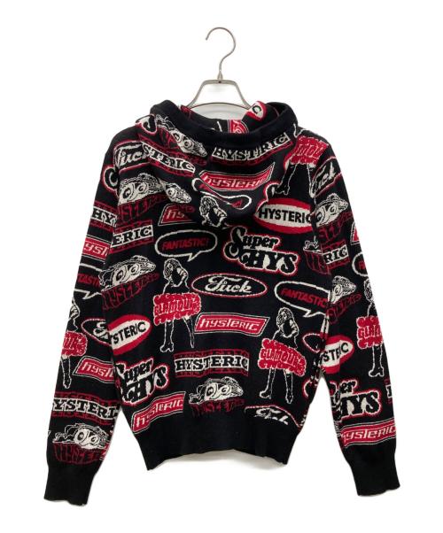 Hysteric Glamour（ヒステリックグラマー）Hysteric Glamour (ヒステリックグラマー) FANTASTIC BOX柄ジャカード ショート丈パーカー ブラック サイズ:FREEの古着・服飾アイテム