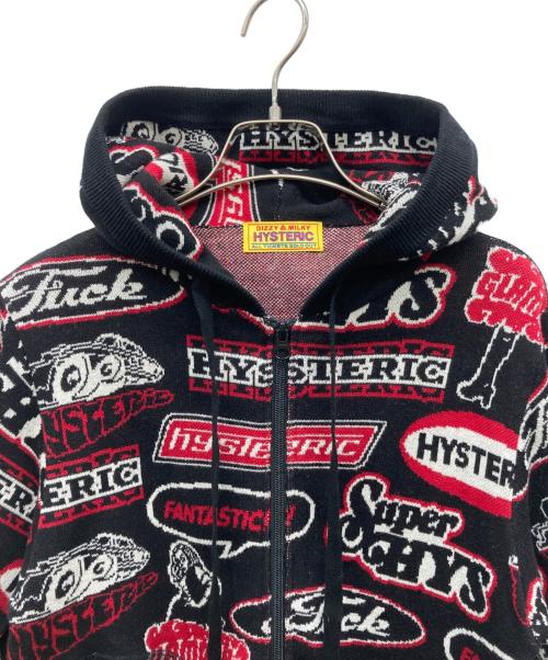 Hysteric Glamour（ヒステリックグラマー）Hysteric Glamour (ヒステリックグラマー) FANTASTIC BOX柄ジャカード ショート丈パーカー ブラック サイズ:FREEの古着・服飾アイテム