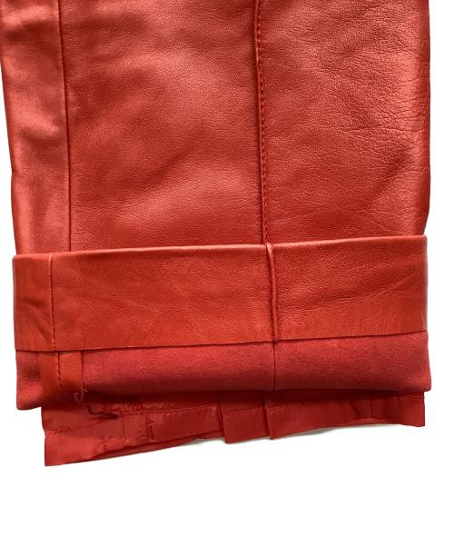 BOTTEGA VENETA（ボッテガベネタ）BOTTEGA VENETA (ボッテガベネタ) シープレザーパンツ レッド サイズ:40の古着・服飾アイテム