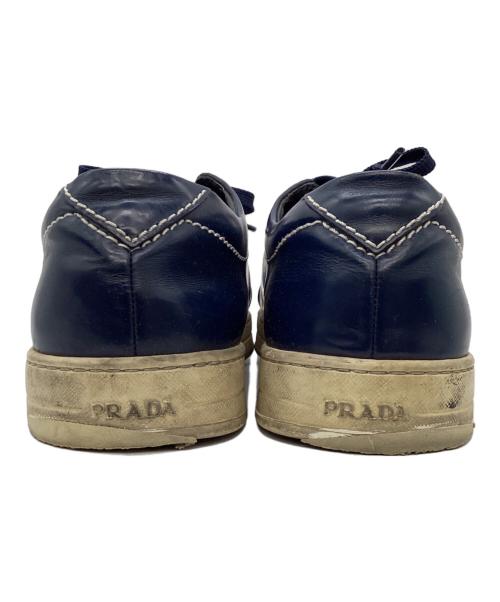 PRADA（プラダ）PRADA (プラダ) レザーローカットスニーカー ネイビー サイズ:7の古着・服飾アイテム