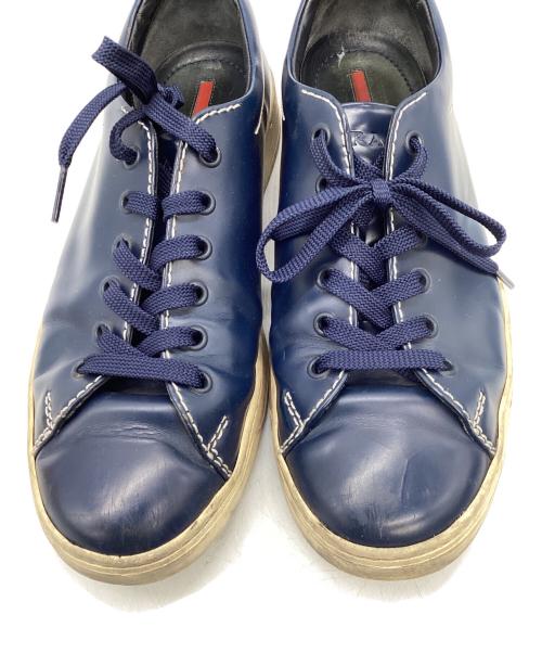 PRADA（プラダ）PRADA (プラダ) レザーローカットスニーカー ネイビー サイズ:7の古着・服飾アイテム