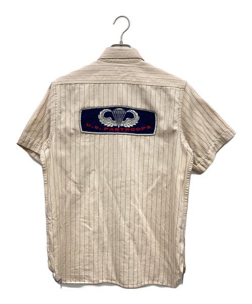 BUZZ RICKSON'S（バズリクソンズ）Buzz Rickson's (バズリクソンズ) ヘリンボーンストライプ半袖コントラクターシャツ アイボリー サイズ:15-15 1/2の古着・服飾アイテム