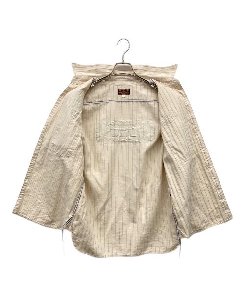BUZZ RICKSON'S（バズリクソンズ）Buzz Rickson's (バズリクソンズ) ヘリンボーンストライプ半袖コントラクターシャツ アイボリー サイズ:15-15 1/2の古着・服飾アイテム