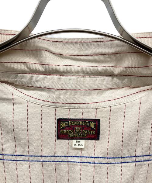 BUZZ RICKSON'S（バズリクソンズ）Buzz Rickson's (バズリクソンズ) ヘリンボーンストライプ半袖コントラクターシャツ アイボリー サイズ:15-15 1/2の古着・服飾アイテム