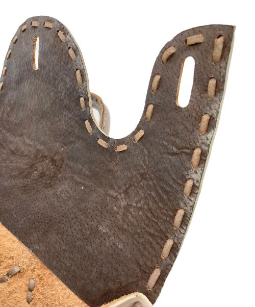 Carving Tribes（カービングトライブス）Carving Tribes (カービングトライブス) バイカラー型押しレザーバッグ ベージュ×ライトブルーの古着・服飾アイテム