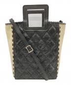 Carving Tribesカービングトライブス）の古着「バイカラー型押しショルダーバッグ」｜ブラック