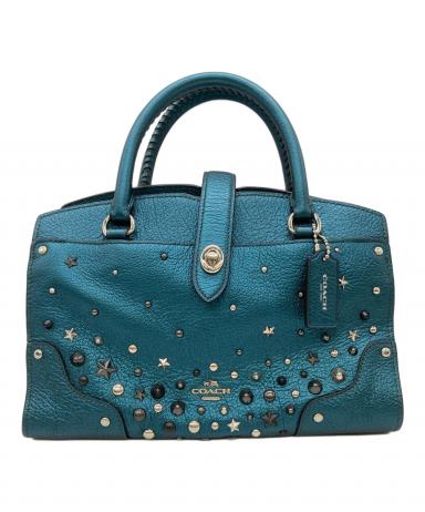 中古・古着通販】COACH (コーチ) スタッズトートバッグ ネイビー