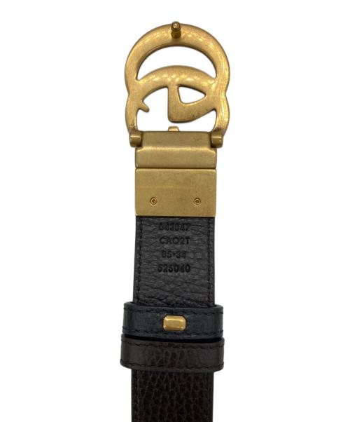 GUCCI（グッチ）GUCCI (グッチ) GGマーモント リバーシブル スリムベルト ブラック×ブラウン サイズ:85・34の古着・服飾アイテム