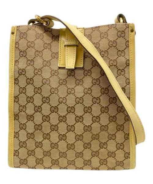 GUCCI（グッチ）GUCCI (グッチ) GGキャンバスショルダーバッグ イエローの古着・服飾アイテム