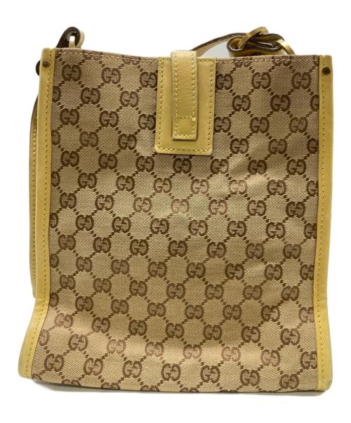 GUCCI（グッチ）GUCCI (グッチ) GGキャンバスショルダーバッグ イエローの古着・服飾アイテム
