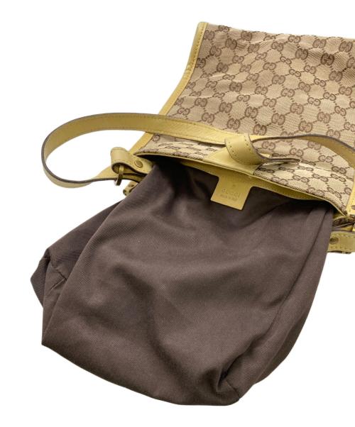 GUCCI（グッチ）GUCCI (グッチ) GGキャンバスショルダーバッグ イエローの古着・服飾アイテム