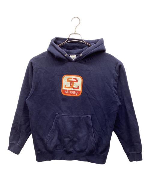 stussy（ステューシー）stussy (ステューシー) ボックスロゴプリントパーカー ネイビー サイズ:LARGEの古着・服飾アイテム