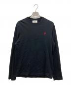 AMI PARISアミ パリス）の古着「ブラック オーガニックコットン Ami de Coeur Tシャツ」｜ブラック