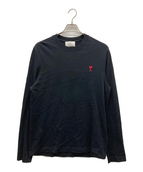 AMI PARIS（アミ パリス）AMI PARIS (アミ パリス) ブラック オーガニックコットン Ami de Coeur Tシャツ ブラック サイズ:Lの古着・服飾アイテム