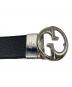 GUCCI (グッチ) インターロッキングGバックル レザーベルト ブラック×ブラウン サイズ:85・34：20000円