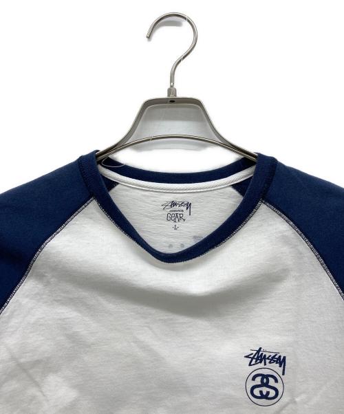 stussy（ステューシー）stussy (ステューシー) SSリンクラグランTシャツ ネイビー×ホワイト サイズ:LARGEの古着・服飾アイテム