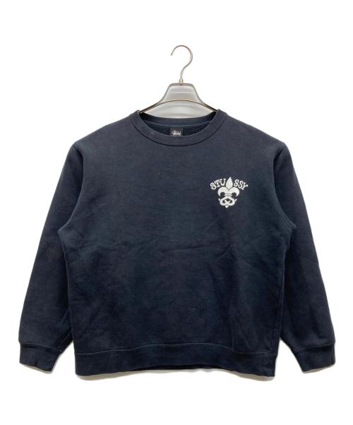 stussy（ステューシー）stussy (ステューシー) プリントスウェット ブラック サイズ:MEDIUMの古着・服飾アイテム