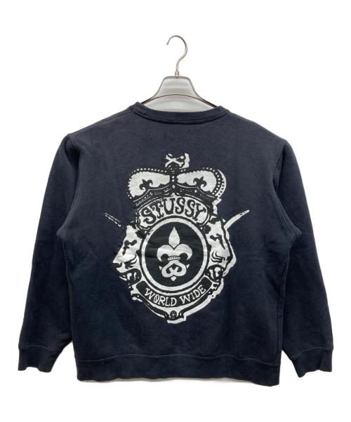 stussy（ステューシー）stussy (ステューシー) プリントスウェット ブラック サイズ:MEDIUMの古着・服飾アイテム