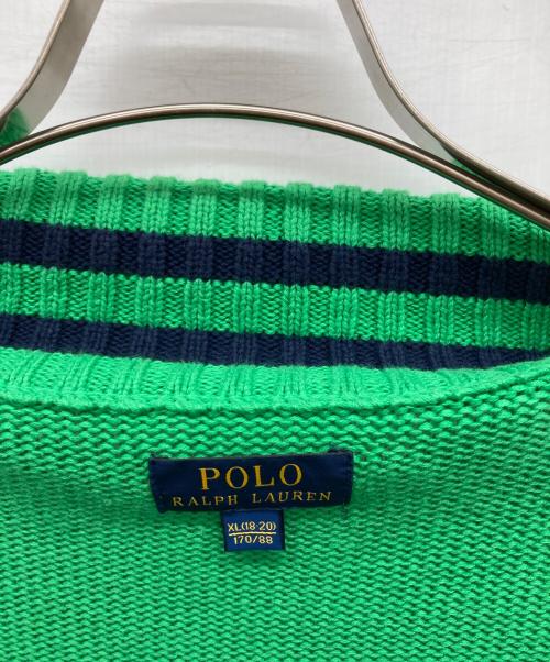 POLO RALPH LAUREN（ポロ・ラルフローレン）POLO RALPH LAUREN (ポロ・ラルフローレン) ビッグポニーニットジャケット グリーン サイズ:XL(18-20)/170/88の古着・服飾アイテム