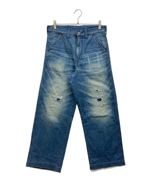 Hysteric Glamour（ヒステリックグラマー）Hysteric Glamour (ヒステリックグラマー) ダメージ加工ワイドデニムパンツ インディゴ サイズ:Sの古着・服飾アイテム