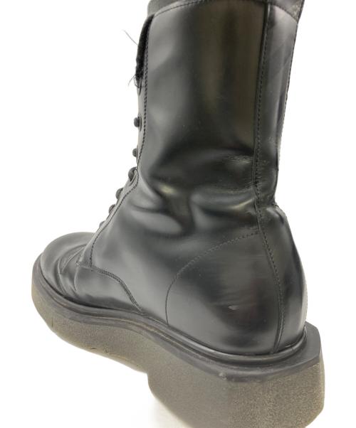 OFFWHITE（オフホワイト）OFFWHITE (オフホワイト) Sponge Sole Leather Combat Boots ブラック サイズ:40の古着・服飾アイテム